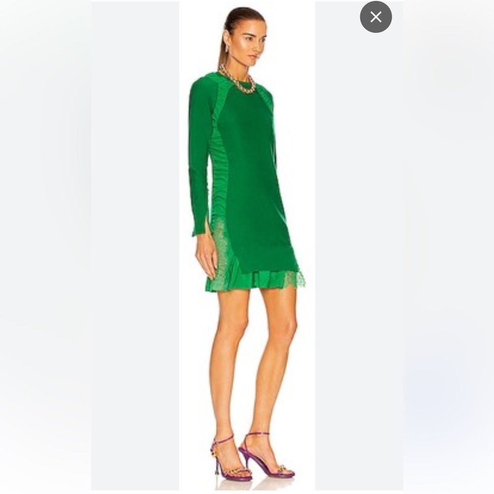 Stella McCartney Silk Mix Knit Sweater Lace Dress Kelly Green Women's Size 34/XS